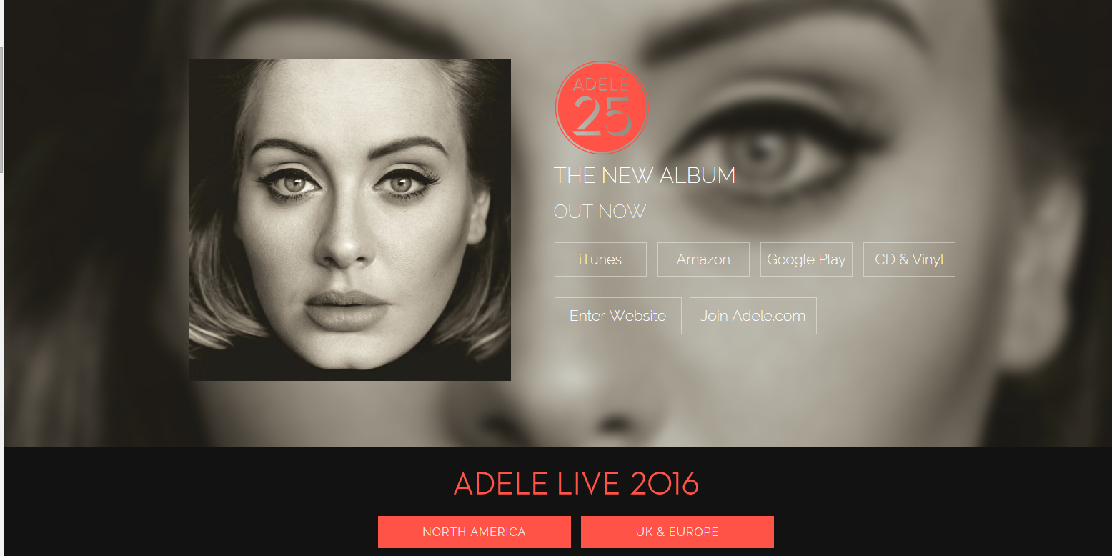 Adele's splash page