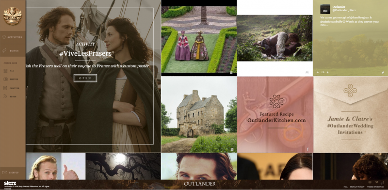 screenshot of outlander community website