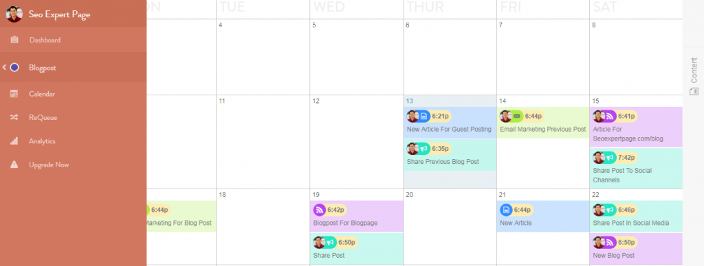 Coschedule Sample Calendar