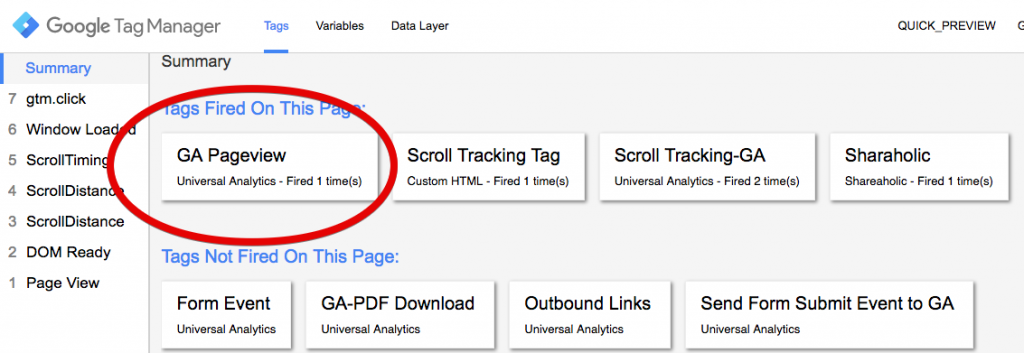 installed ga pageview tag