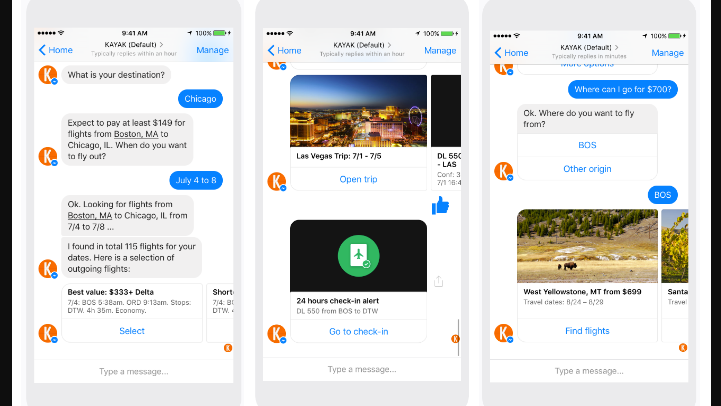 Kayak and Expedia chatbots