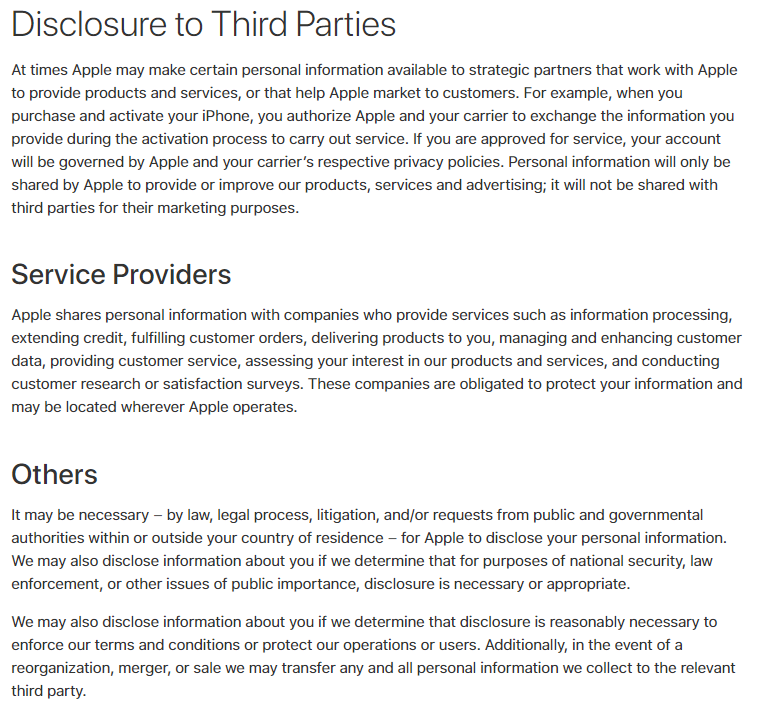 disclosure to third parties