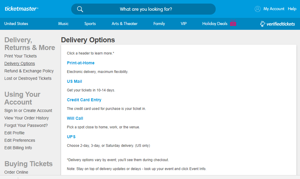 delivery options