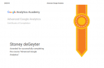 Advanced Google Analytics Certificate of Completion - Stoney deGeyter